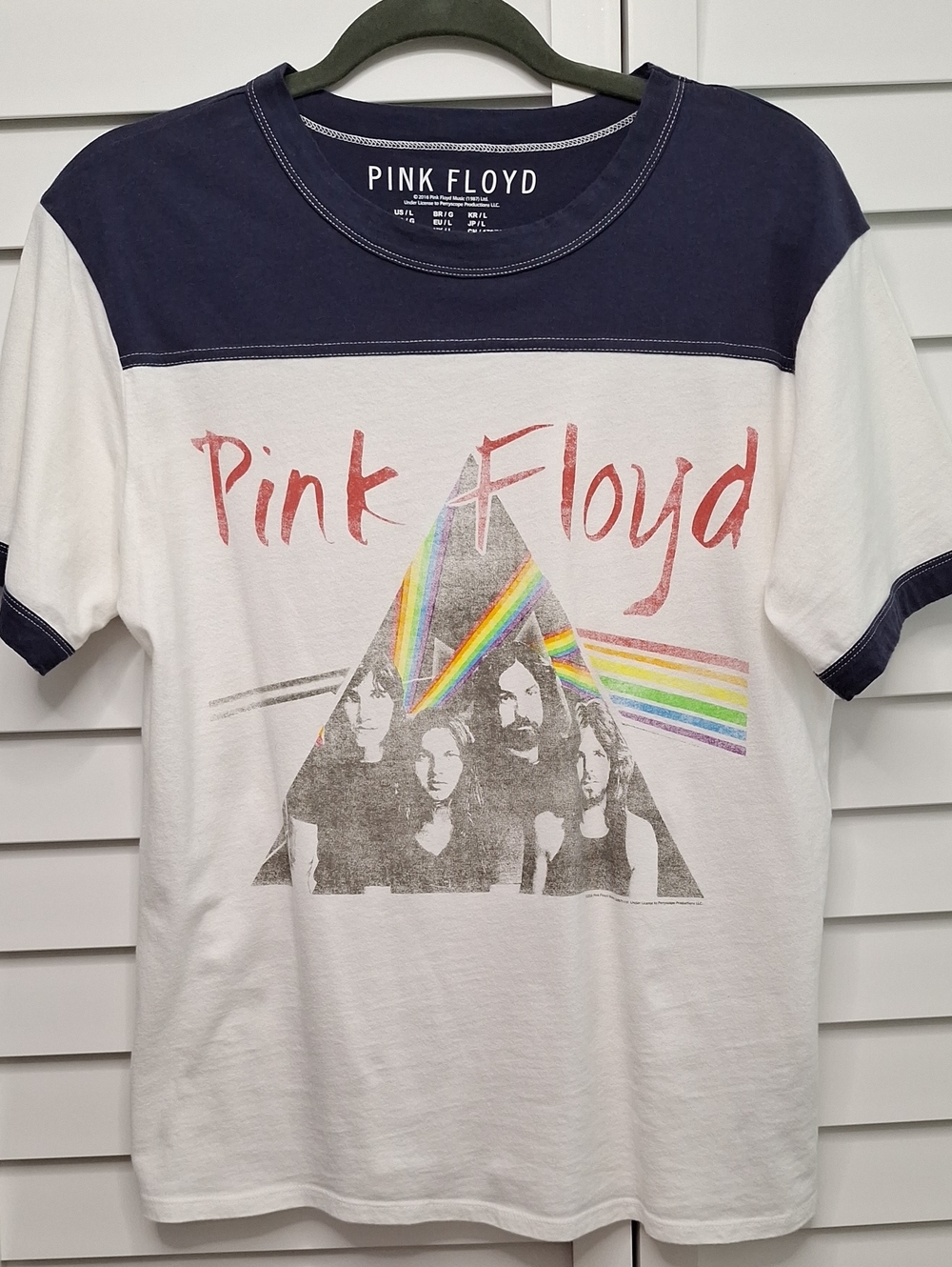 Pink Floyd Short Sleeve Band Tee - Navy & White LARGE